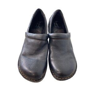 B.O.C Born Concept Clogs Size 8 Black Leather Slip On Comfort Casual Shoes Work